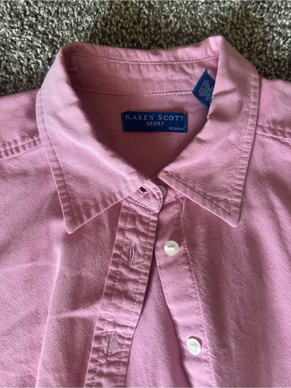 Karen Scott Pink Button-Down Casual Shirt
